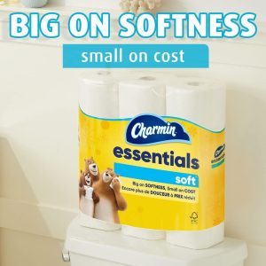 Charmin Essentials Soft Toilet Paper. 9 Mega Rolls = 36 Regular Rolls