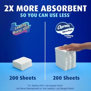 Charmin Ultra Soft Cushiony Touch Toilet Paper. 30 Family Mega Rolls