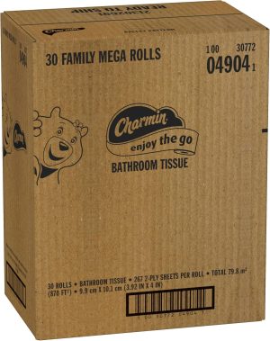 Charmin Ultra Soft Cushiony Touch Toilet Paper. 30 Family Mega Rolls