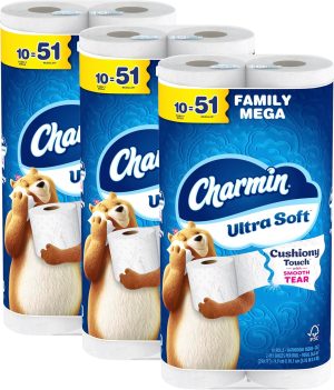 Charmin Ultra Soft Cushiony Touch Toilet Paper. 30 Family Mega Rolls