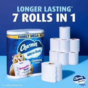 Charmin Ultra Soft Cushiony Touch Toilet Paper. 18 Family Mega XL Rolls