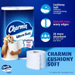 Charmin Ultra Soft Cushiony Touch Toilet Paper. 30 Family Mega Rolls