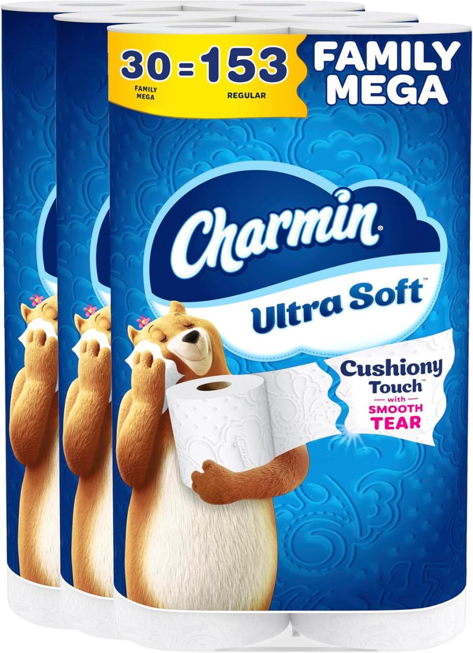 Charmin Ultra Soft Cushiony Touch Toilet Paper. 30 Family Mega Rolls