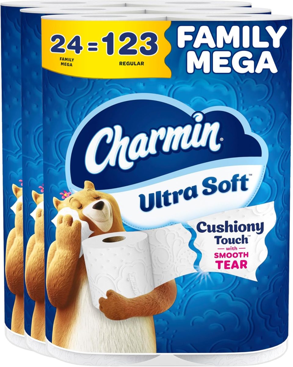 Charmin Ultra Soft Cushiony Touch Toilet Paper. 24 Family Mega Rolls