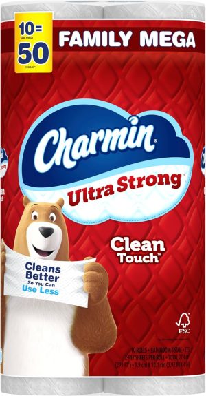Charmin Ultra Strong Clean Touch Toilet Paper. 30 Family Mega Rolls