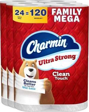 Charmin Ultra Strong Clean Touch Toilet Paper. 24 Family Mega Rolls