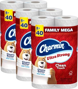 Charmin Ultra Strong Clean Touch Toilet Paper. 24 Family Mega Rolls