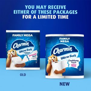 Charmin Ultra Soft Cushiony Touch Toilet Paper. 30 Family Mega Rolls