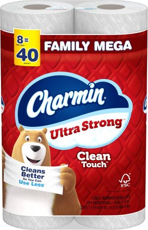 Charmin Ultra Strong Clean Touch Toilet Paper. 24 Family Mega Rolls