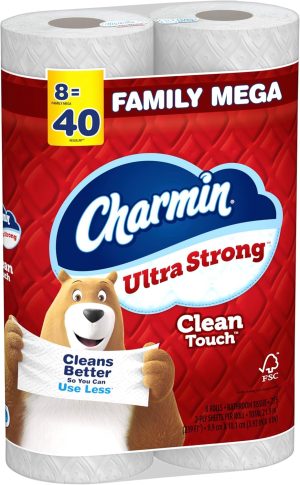Charmin Ultra Strong Clean Touch Toilet Paper. 24 Family Mega Rolls