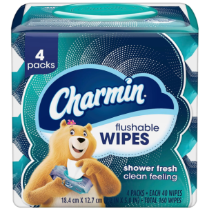Charmin Flushable Wipes. 480 Total Wipes (12 Packs of 40)